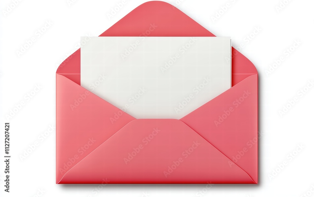 Illustration of an open red envelope with blank white paper isolated on white background Illustration of an open red envelope with blank white paper isolated on white background