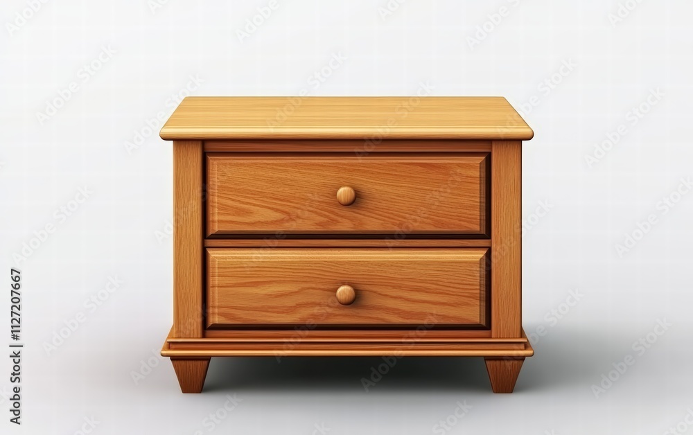 Modern wood nightstand isolated on bright and clear white background Modern wood nightstand isolated on bright and clear white background