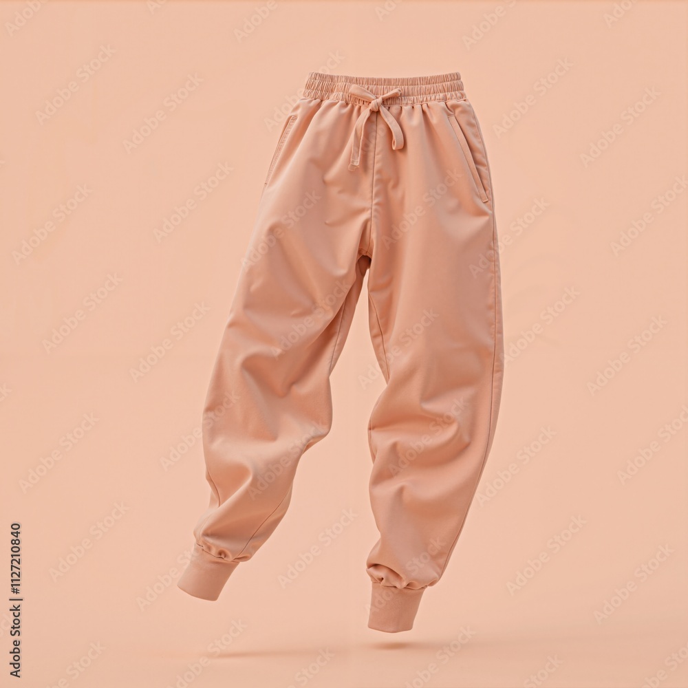 Peach Casual Pants on Soft Pink Background Peach Casual Pants on Soft Pink Background