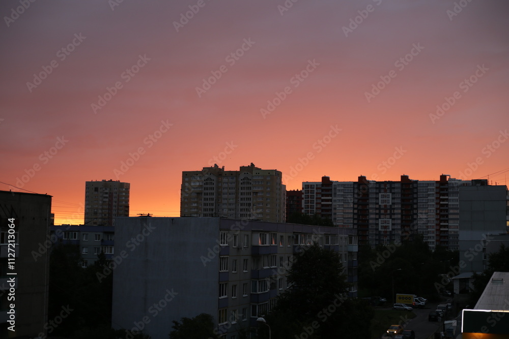 Fototapeta premium city skyline at sunset
