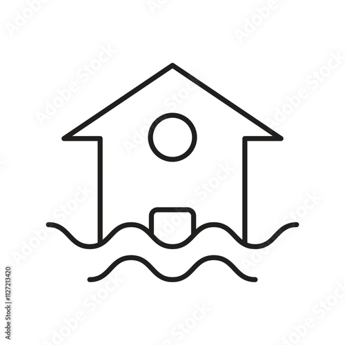 flooding line icon with white background vector stock illustration