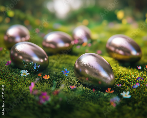 A glowing  easter egg peeking 