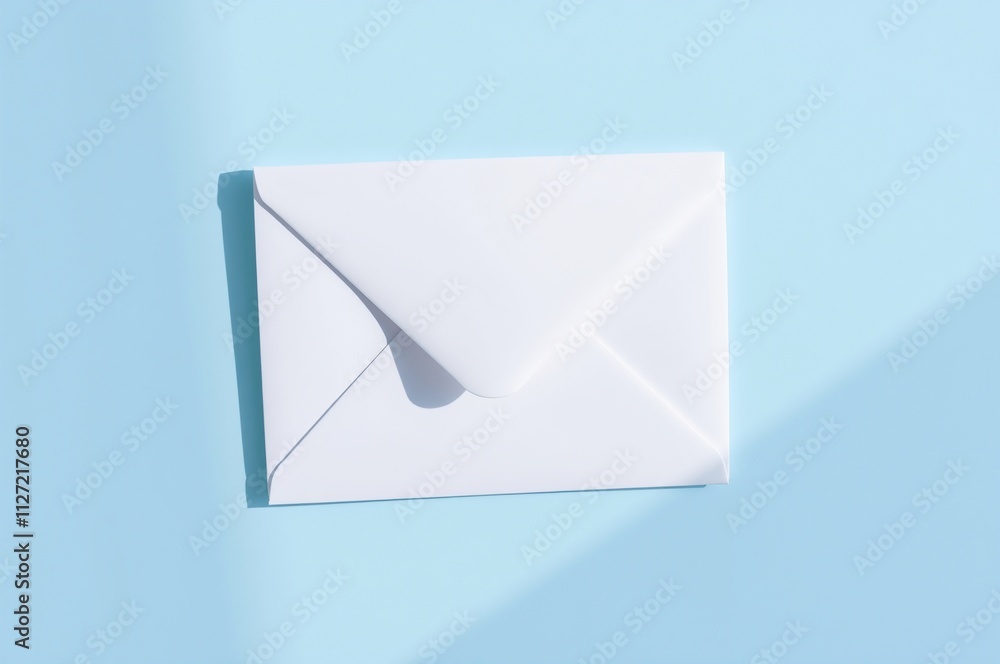 Minimalist White Envelope on Soft Blue Background Minimalist White Envelope on Soft Blue Background