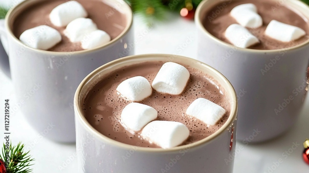 Hot Chocolate with Marshmallows in Cozy Holiday Setting Hot Chocolate with Marshmallows in Cozy Holiday Setting