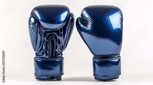 Blue Boxing Gloves  Shiny Leather  Sport Equipment photo