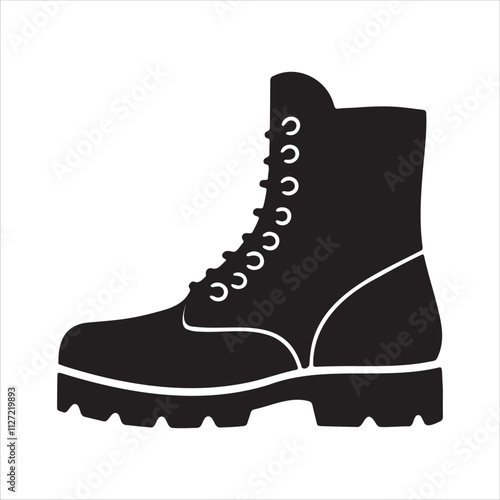 Men's hiking boot silhouette vector illustration, side view