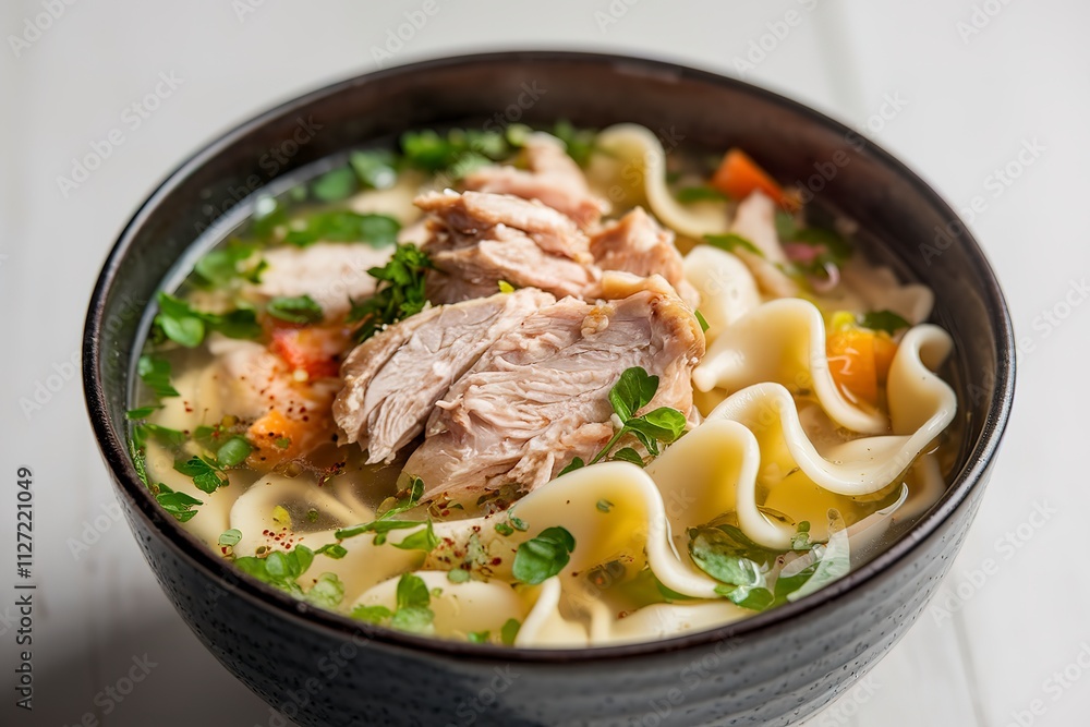 A photo of a bowl of chicken noodle soup A photo of a bowl of chicken noodle soup