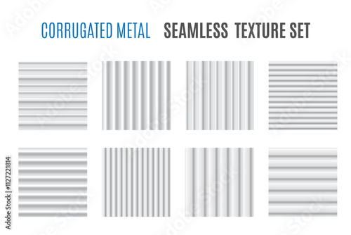 Corrugated metal. Seamless set of textures.