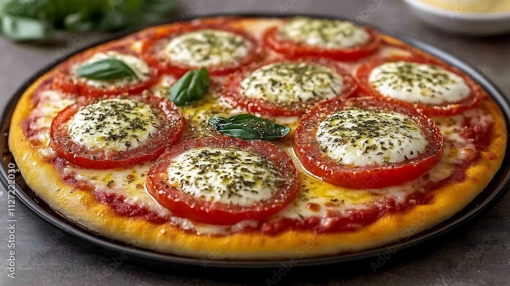 Delicious Tomato Mozzarella Pizza with Basil Delicious Tomato Mozzarella Pizza with Basil