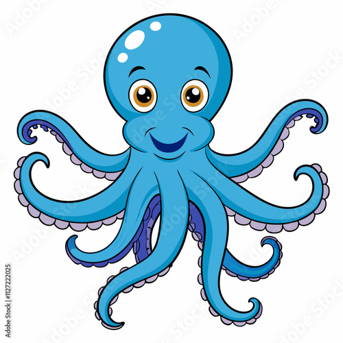 set of funny cartoon octopus