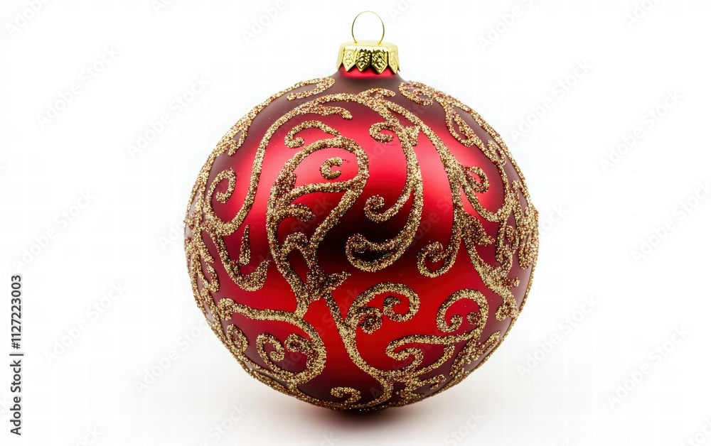 close up red Christmas ball isolated on white background close up red Christmas ball isolated on white background