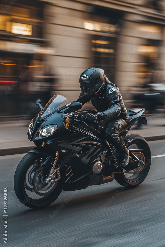 An image with futuristic vehicles rushing through the city streets. Design of various covers, postcard An image with futuristic vehicles rushing through the city streets. Design of various covers, postcard