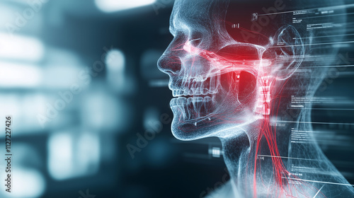 Wallpaper Mural An educational poster-style design showing a frontal view of the face with the trigeminal nerve diagram and a red-highlighted pain area, with clear text blocks outlining neuralgia Torontodigital.ca