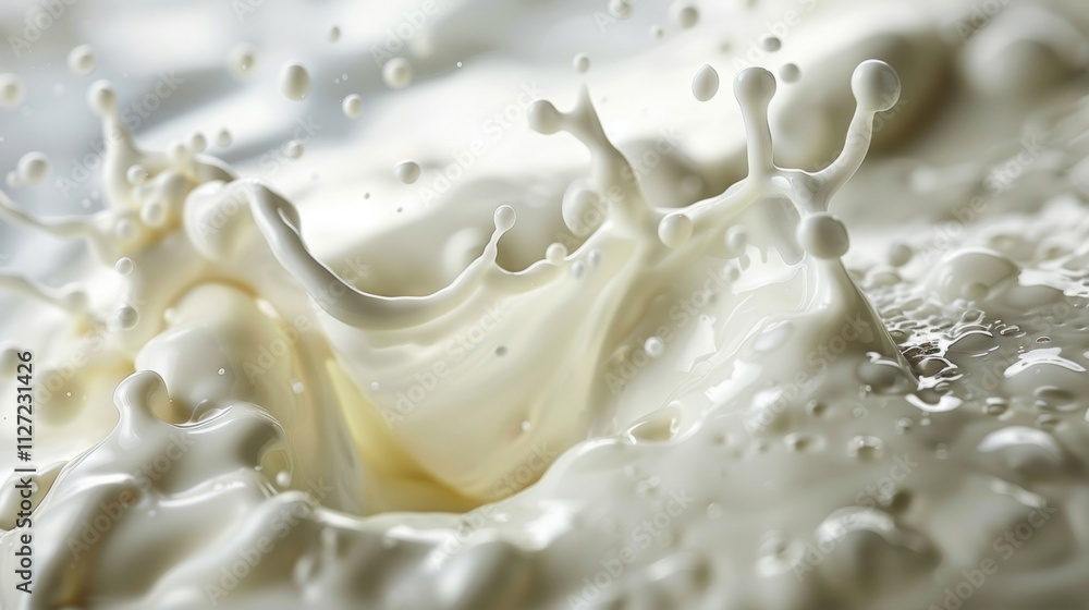 Milk splash with droplets in motion and creamy texture Milk splash with droplets in motion and creamy texture