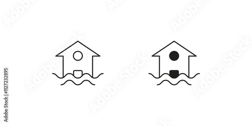flooding set icon with white background vector stock illustration