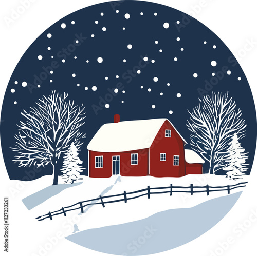 A flat vector illustration representing winter, Flat Vector Style, Simple Design, White Background. 