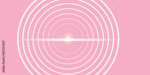 Abstract white glowing geometric lines on pink background. Modern shiny pink circle lines pattern. Futuristic technology concept. Suit for cover, poster