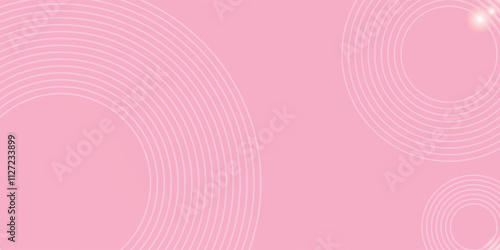 Abstract white glowing geometric lines on pink background. Modern shiny pink circle lines pattern. Futuristic technology concept. Suit for cover, poster