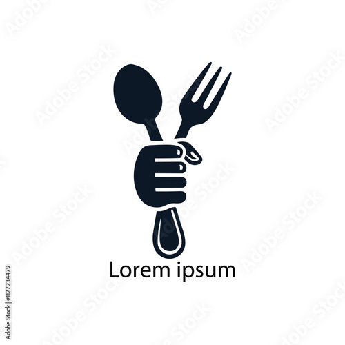 abstract image of hands holding a knife and fork logo design