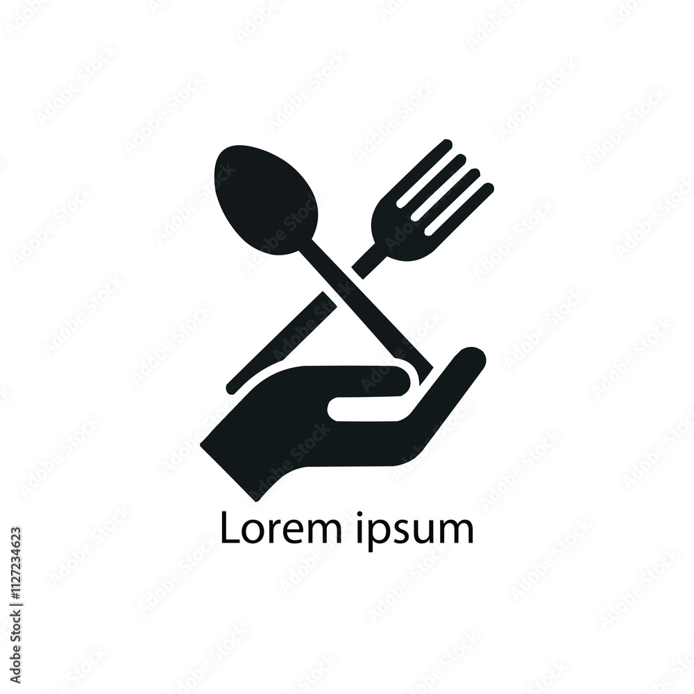 abstract image of hands holding a knife and fork logo design abstract image of hands holding a knife and fork logo design