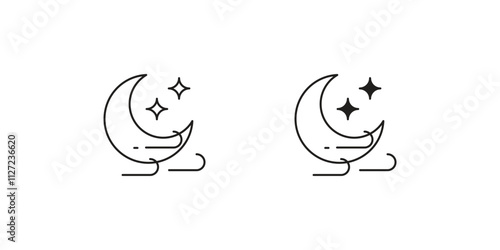 windy night set icon with white background vector stock illustration