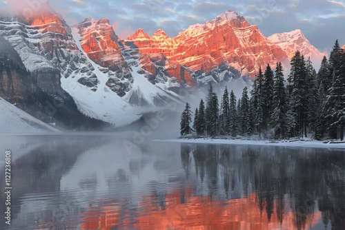 Fototapeta Naklejka Na Ścianę i Meble -  Tatra national park  serene mountain lake glowing at sunrise in poland s natural beauty