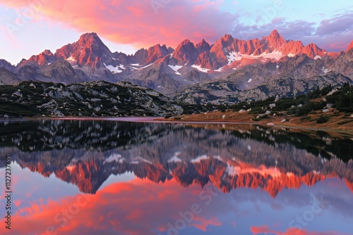 Fototapeta Naklejka Na Ścianę i Meble -  Sunrise over a serene mountain lake in tatra national park, poland s natural beauty awaits