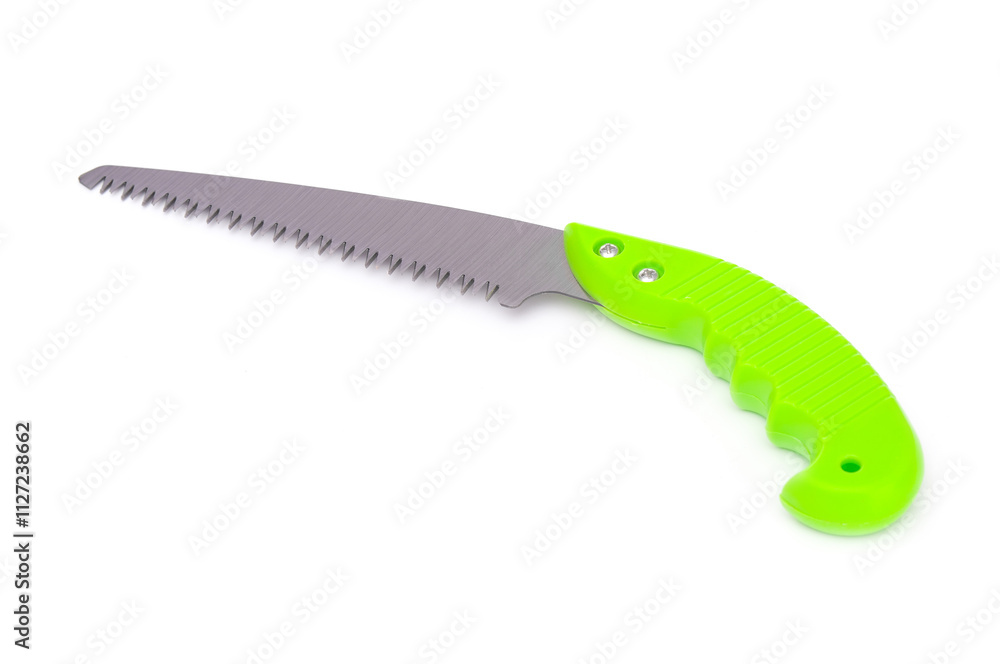 Garden saw close up isolated on white background Garden saw close up isolated on white background