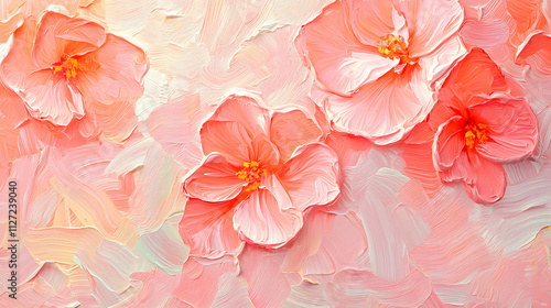 A painting of pink flowers with white background