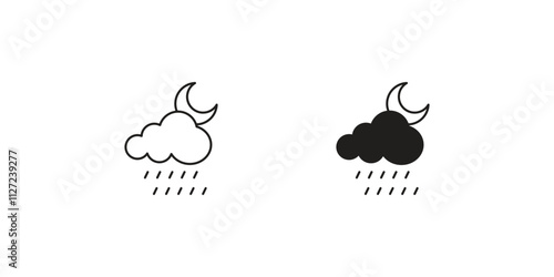 raining nihgt set icon with white background vector stock illustration