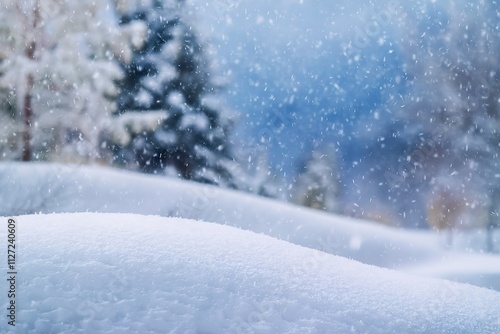 Wallpaper Mural A serene winter landscape with a pristine layer of snow in the foreground Torontodigital.ca