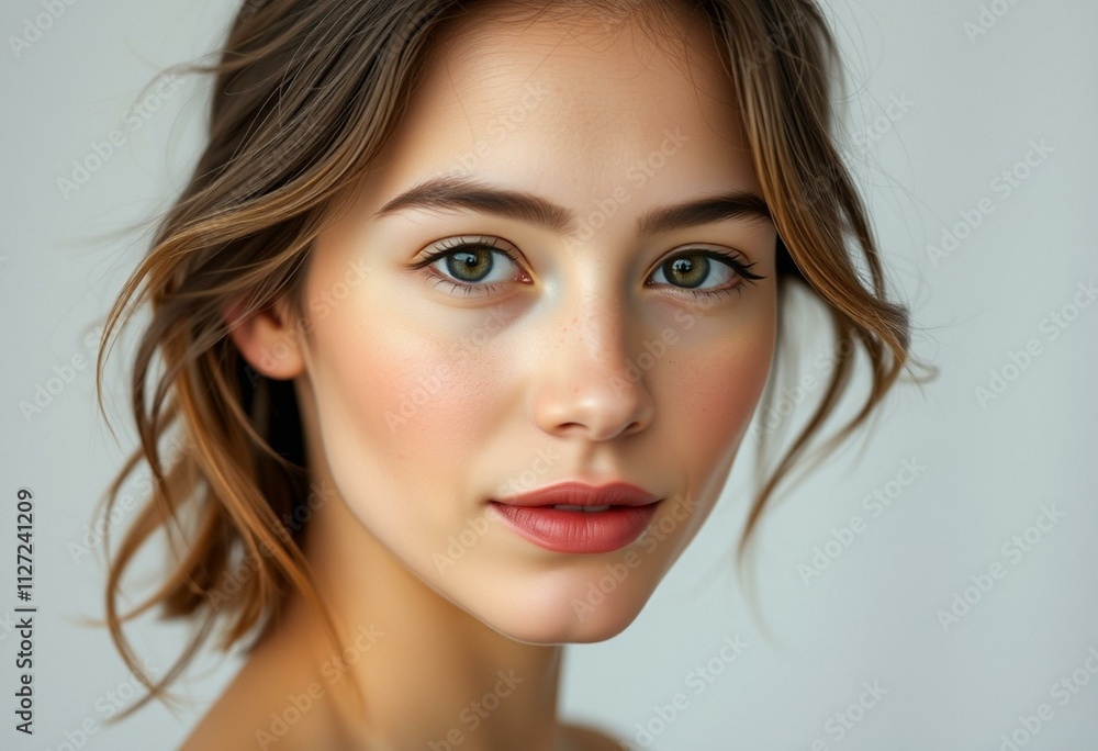 Half-length portrait of a calm and serene young woman Half-length portrait of a calm and serene young woman