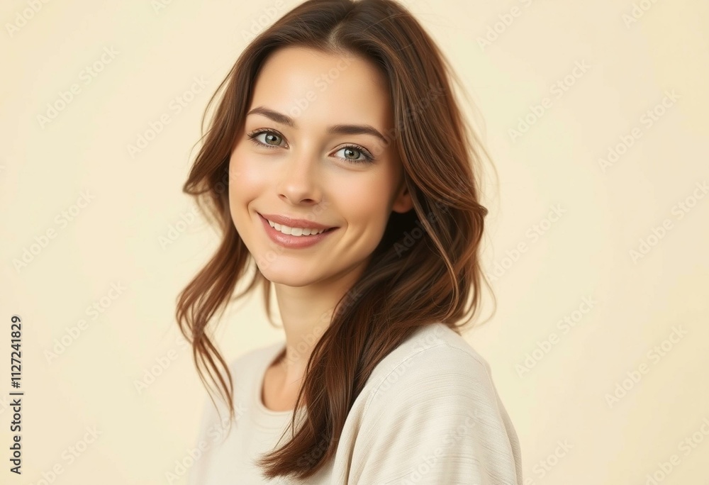 Half-length portrait of a young woman with a calm expression Half-length portrait of a young woman with a calm expression