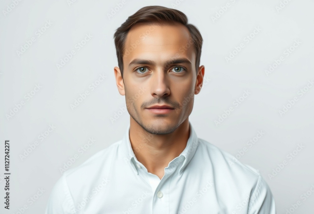 Realistic half-length portrait of a 25-year-old male with a calm expression Realistic half-length portrait of a 25-year-old male with a calm expression