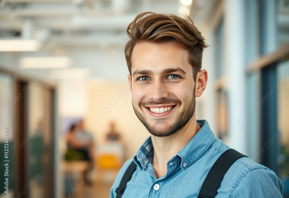 Obraz premium Portrait of a young male engineer in a modern office setting