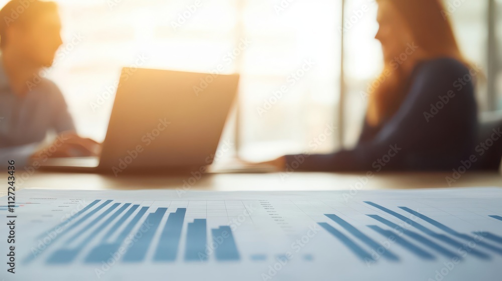 A couple sitting at a table with a laptop, reviewing financial projections for their household budget A couple sitting at a table with a laptop, reviewing financial projections for their household budget