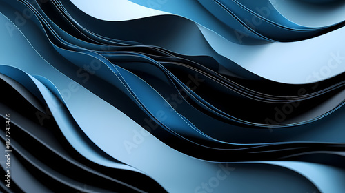 Blue and black layers arranged in an abstract background design, with oblique stripes and a modern, corporate feel. Oblique. Illustration photo