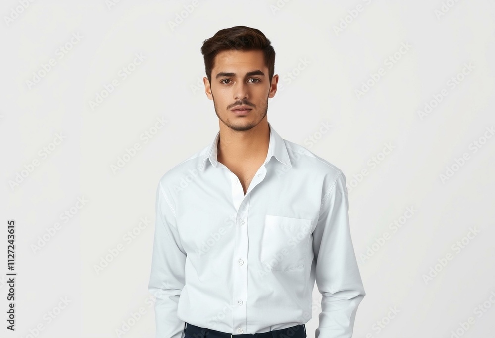 Half-length portrait of a neutral-looking young man Half-length portrait of a neutral-looking young man
