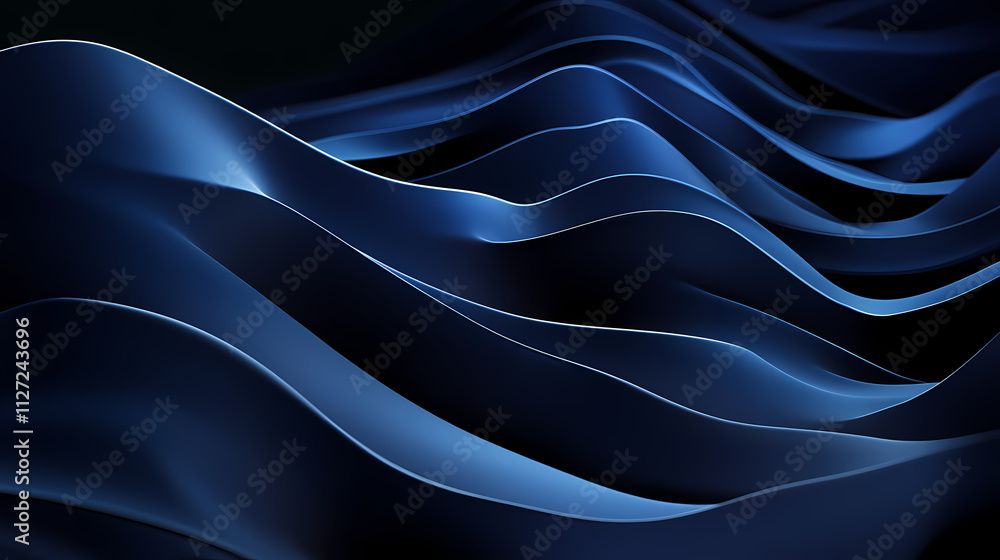 Obraz premium Blue and black layers arranged in an abstract background design, with oblique stripes and a modern, corporate feel. Oblique. Illustration