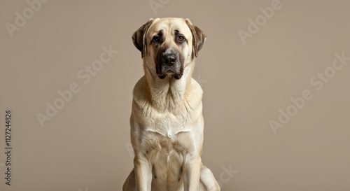 Majestic anatolian shepherd dog on neutral background for animal portraits and breed enthusiasts photo