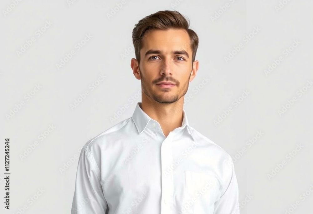 Half-length portrait of a calm male model Half-length portrait of a calm male model