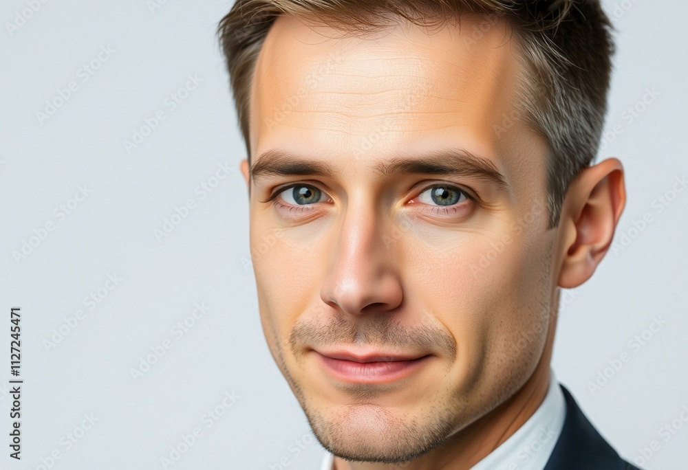 Fototapeta premium Half-length portrait of a 30-year-old male with a neutral expression