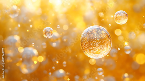 Wallpaper Mural Shimmering bubbles with golden tones and sparkling details Torontodigital.ca