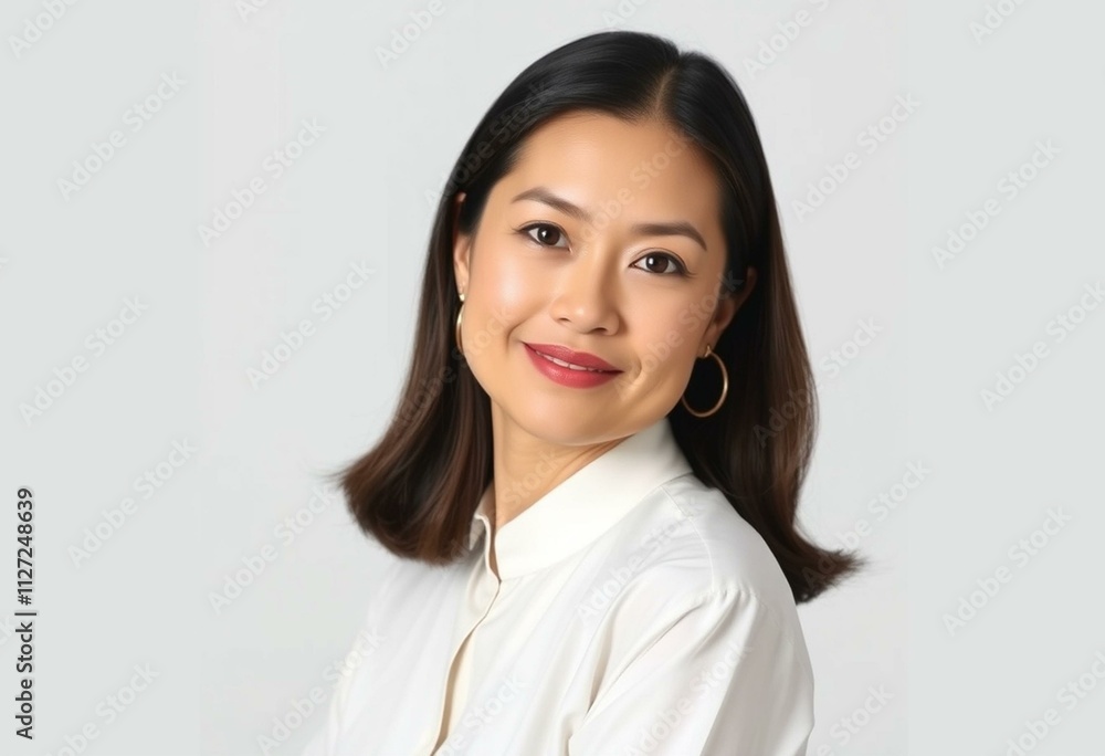 Half-length portrait of a calm woman Half-length portrait of a calm woman
