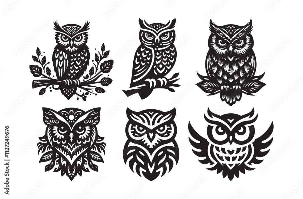 Owl Vector Silhouette Design Pack