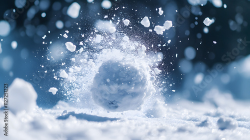Obraz na płótnie A dramatic shot of a snowball exploding on impact during a heated snow battle. w salonie