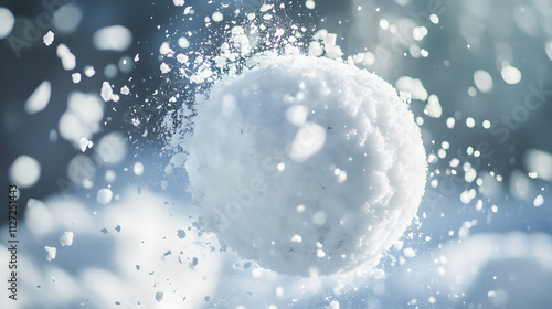 Obraz na płótnie A dramatic shot of a snowball exploding on impact during a heated snow battle. w salonie