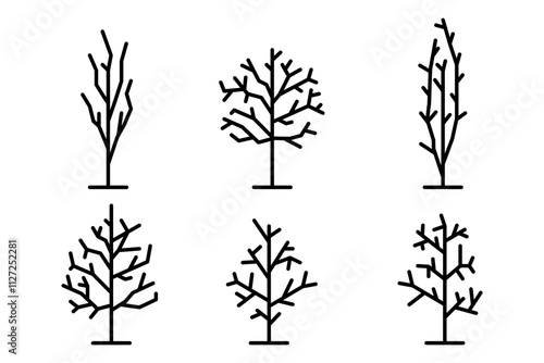 Bare Tree icon set outline illustration