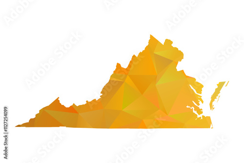 Map of Virginia - Gold Geometric Rumpled Triangular , Polygonal Design For Your. Vector illustration eps 10.	
