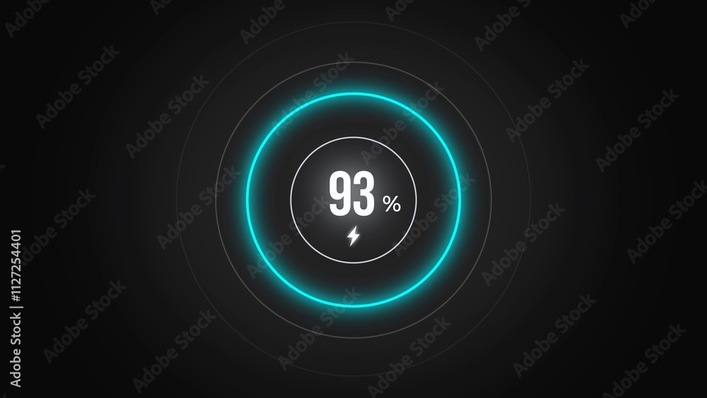Loading screen at 93%, screen cell phone display while charging battery 93%. Loading screen at 93%, screen cell phone display while charging battery 93%.